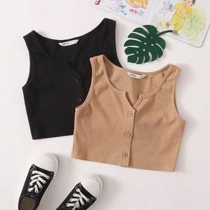 SHEIN girls button front ribbed tank top (TAN ONLY)
